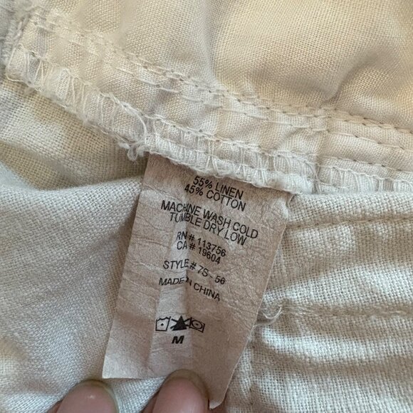 Urban Behavior Beige Linen-Cotton Cargo Pants Size M Relaxed Fit With Pockets - Picture 4 of 16